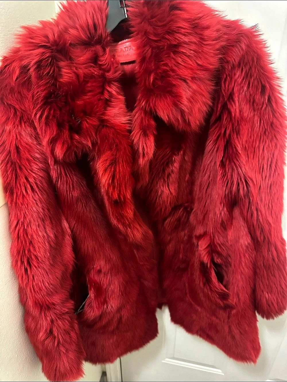 Prada Red sheep fur 1400Jacket Like New